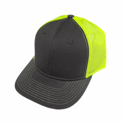 dark grey and neon yellow mesh trucker hat blank caps Calitrendz