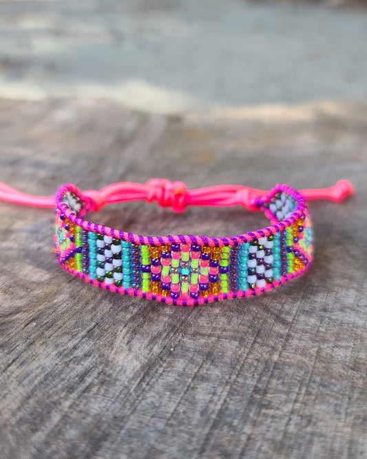 beaded neon pink rainbow bracelet Calitrendz by Tiffany Creek