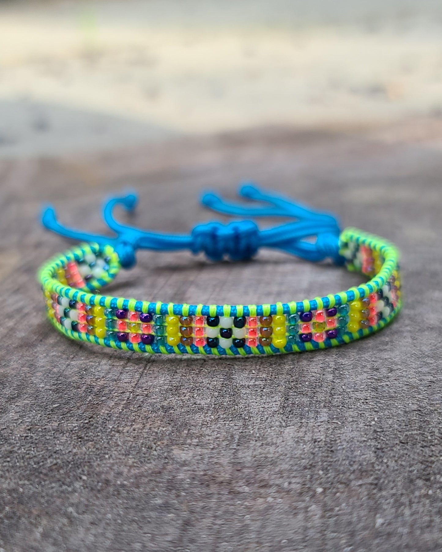 beaded azul turquoise blue mosaic bracelet Calitrendz by Tiffany Creek