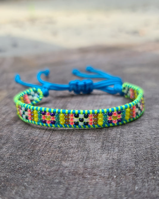 beaded azul turquoise blue mosaic bracelet Calitrendz by Tiffany Creek