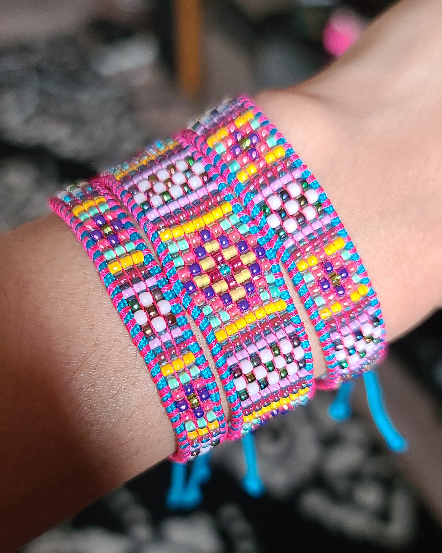 beaded Azul blue rainbow bracelet set Calitrendz by Tiffany Creek
