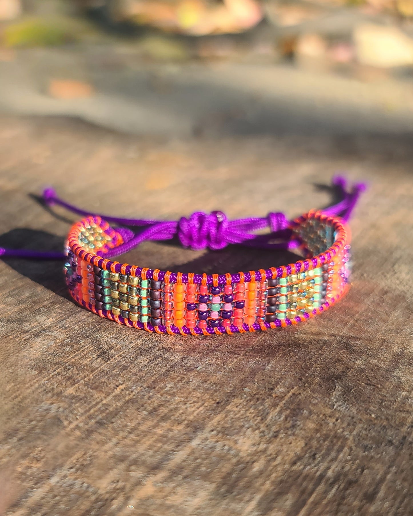 beaded golden sunset rainbow bracelet 2 Calitrendz by Tiffany Creek