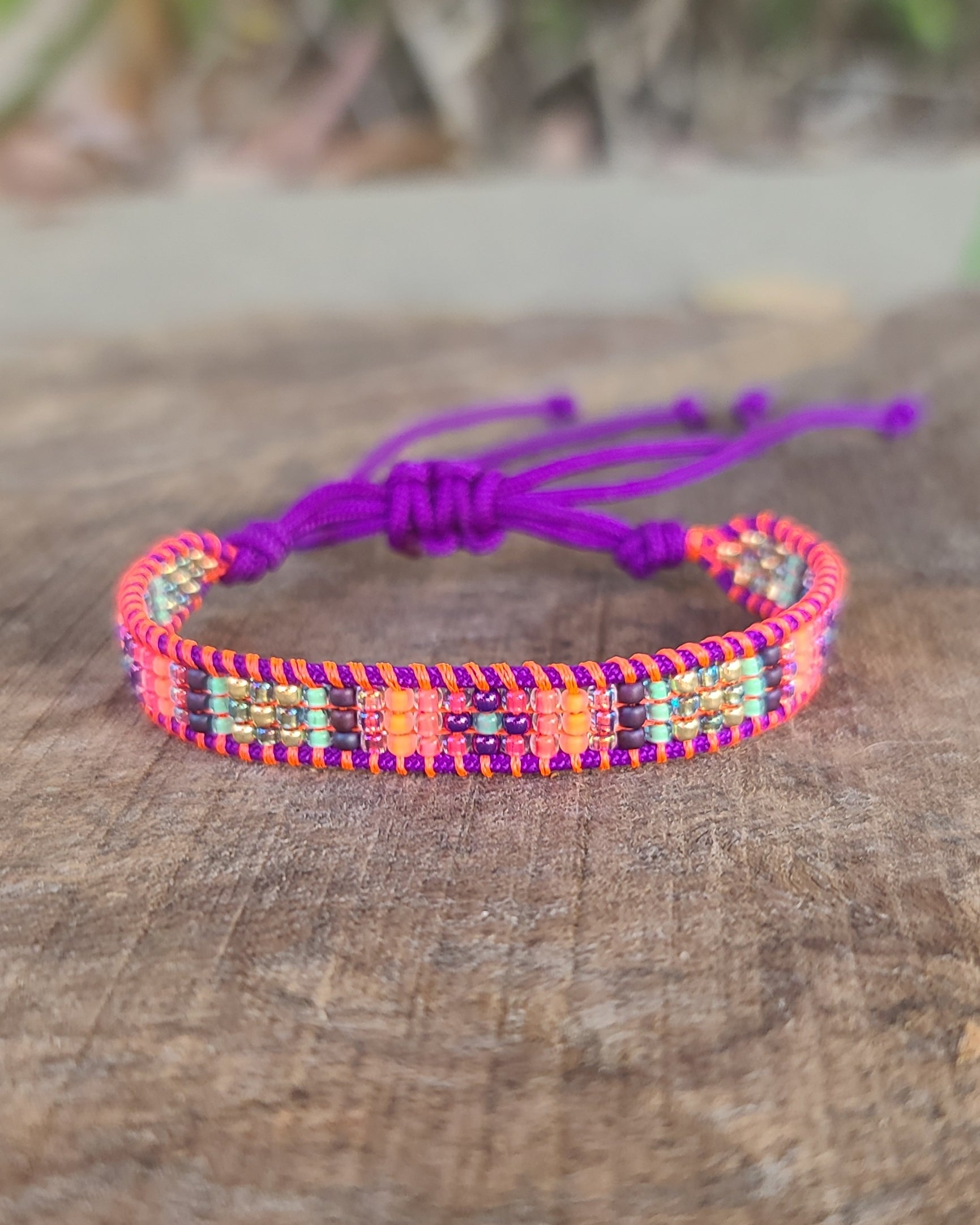 beaded golden sunset rainbow bracelet Calitrendz by Tiffany Creek