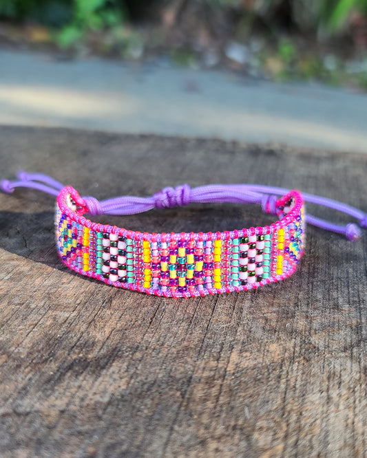Beaded Lavender Rainbow Bracelet 3