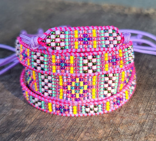 Beaded lavender rainbow bracelet set Calitrendz by Tiffany Creek