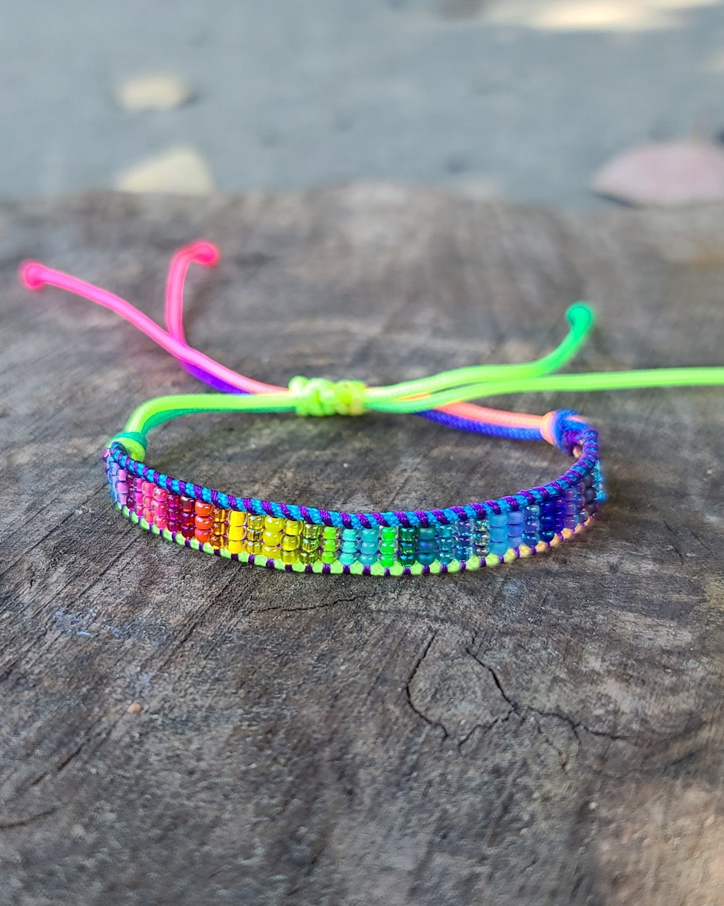 Beaded rainbow gradient bracelet Calitrendz by Tiffany Creek