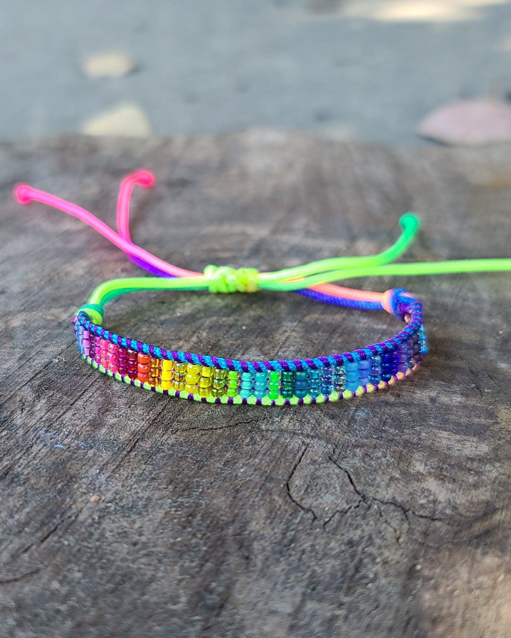 Beaded rainbow gradient bracelet Calitrendz by Tiffany Creek