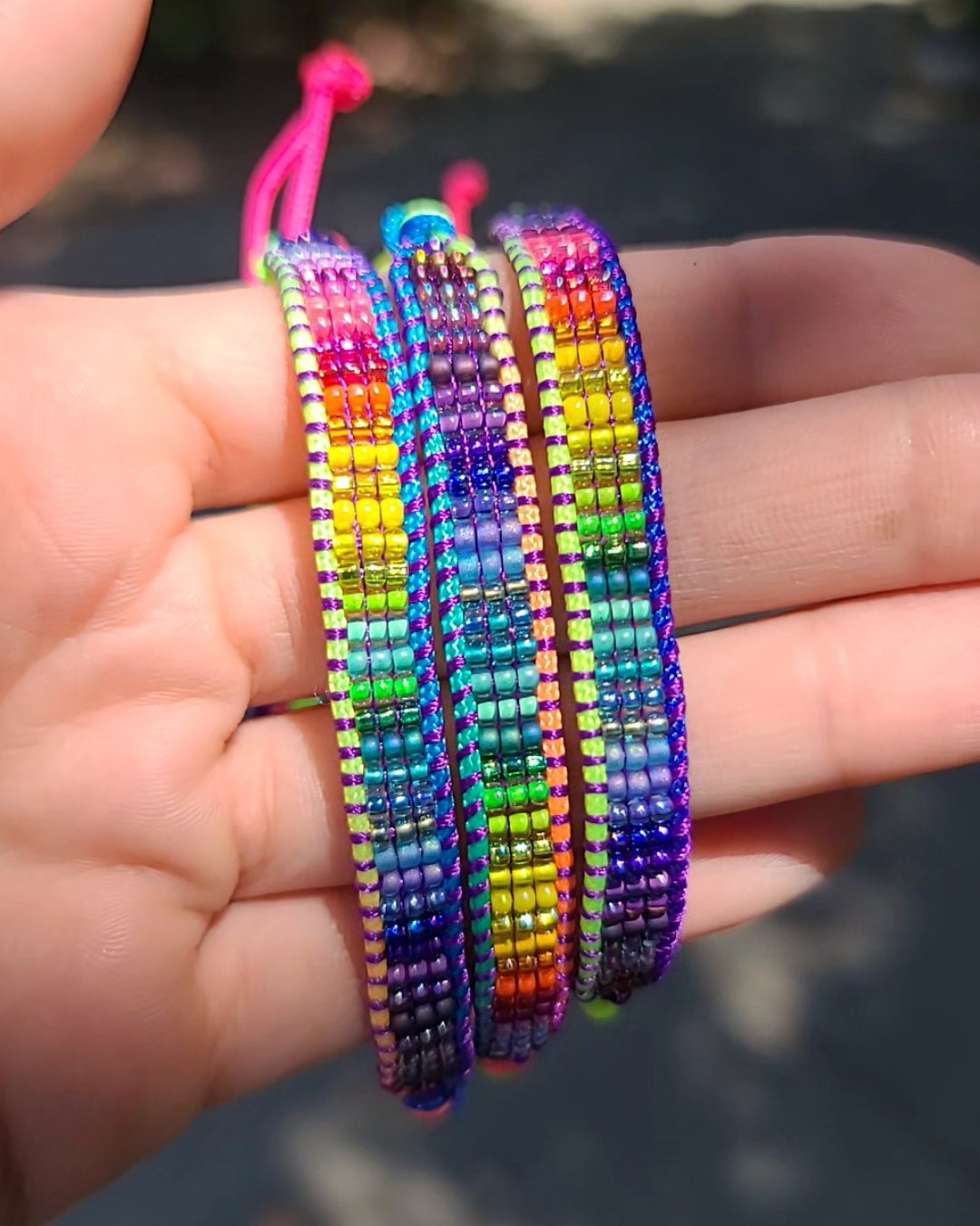 Beaded Rainbow Gradient Bracelet Set of 3