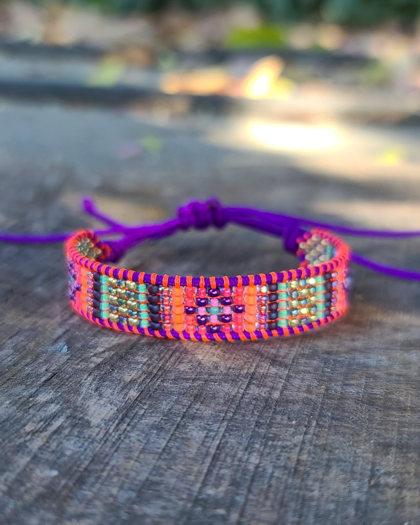 beaded golden sunset rainbow bracelet Calitrendz by Tiffany Creek