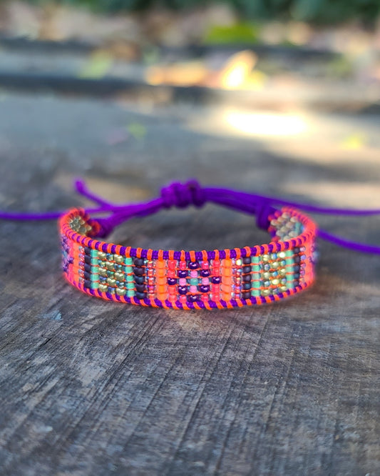 beaded golden sunset rainbow bracelet Calitrendz by Tiffany Creek