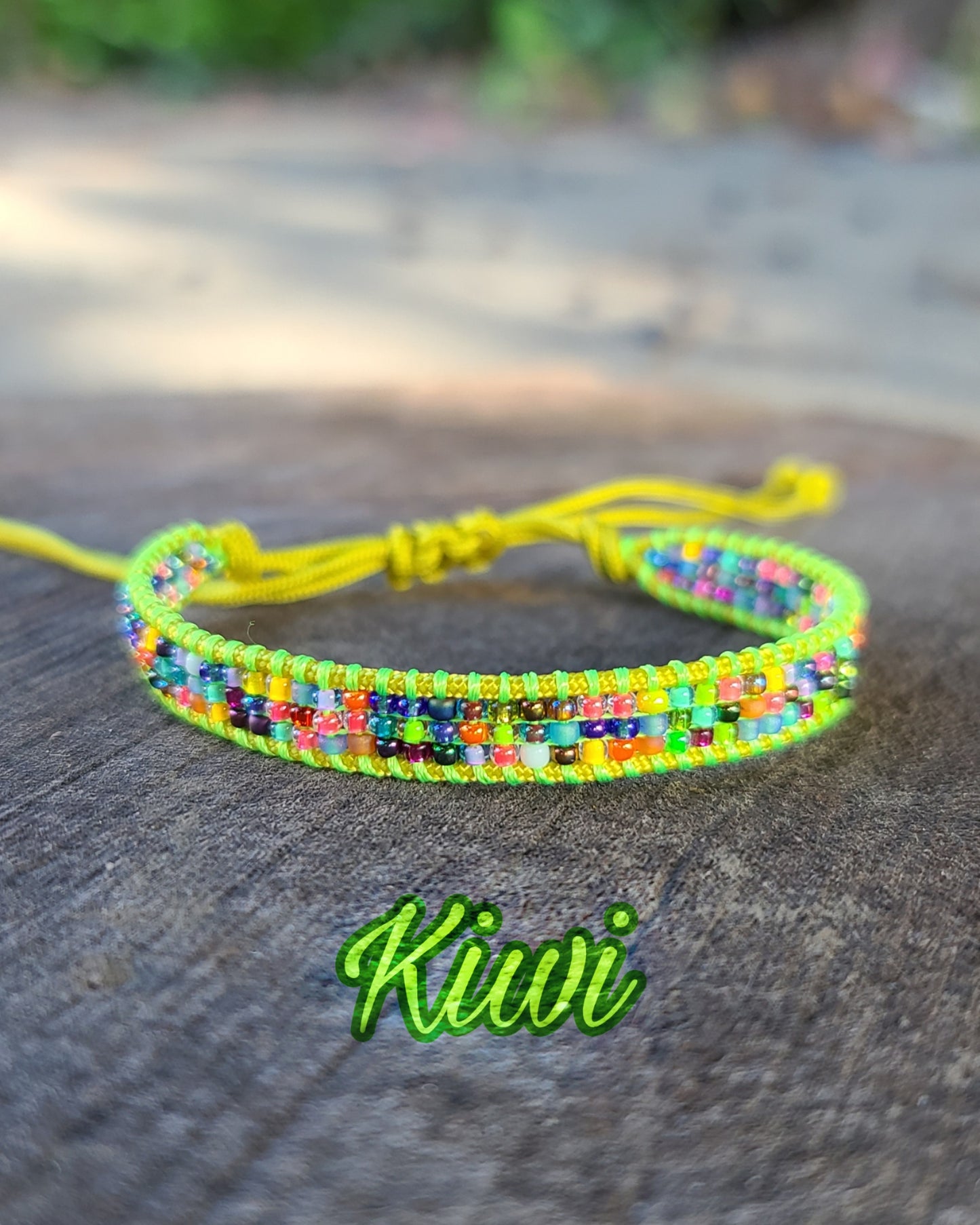 beaded neon kiwi avocado rainbow mixed bracelet Calitrendz by Tiffany Creek