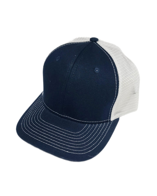 navy blue and white mesh trucker hat caps Calitrendz