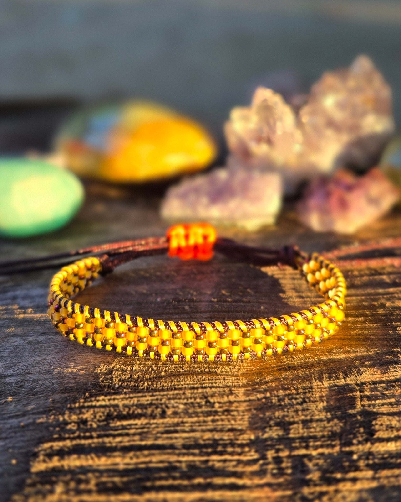 neon lt orange bronze beaded bracelet Calitrendz by Tiffany Creek