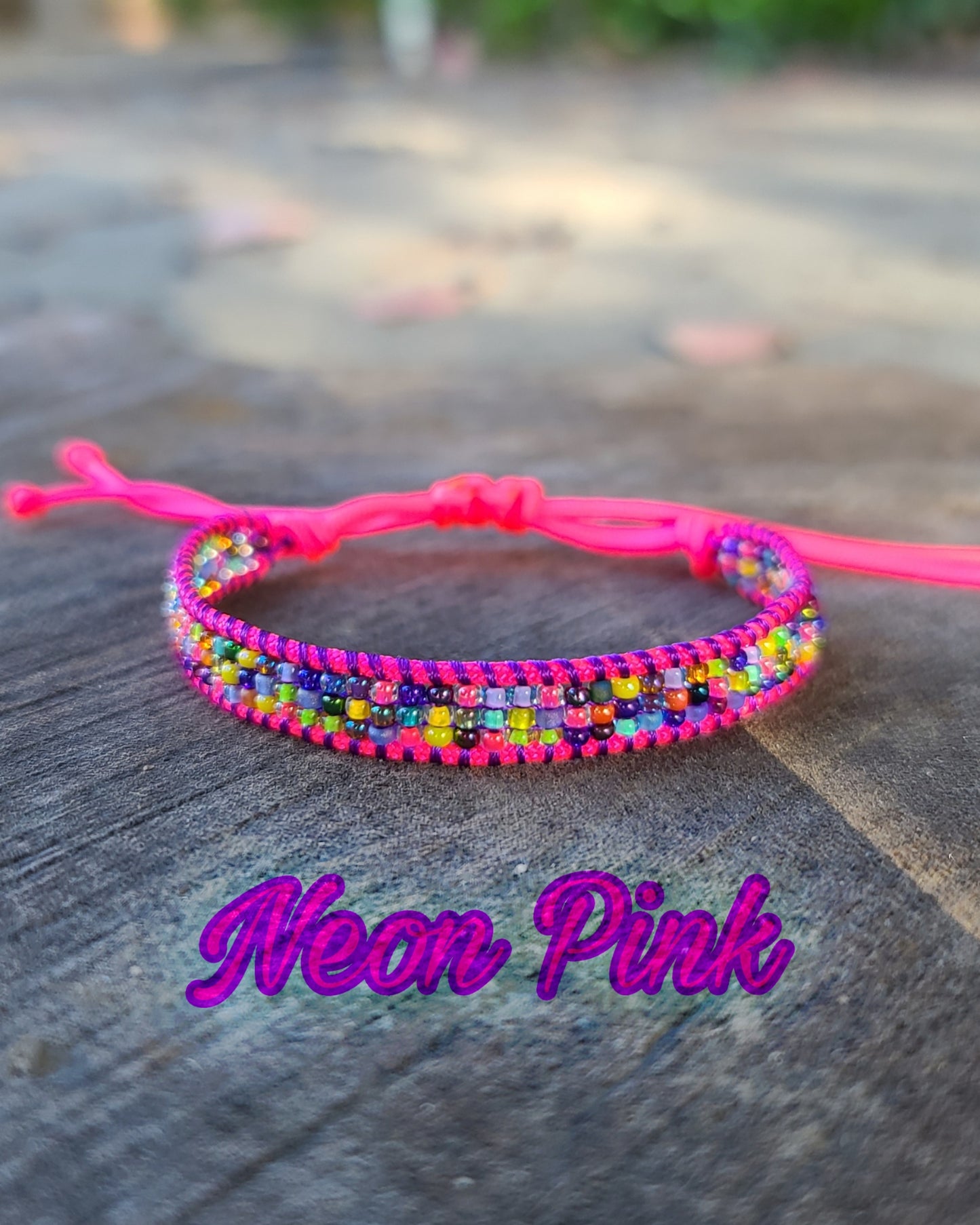 beaded neon pink rainbow mixed bracelet Calitrendz by Tiffany Creek