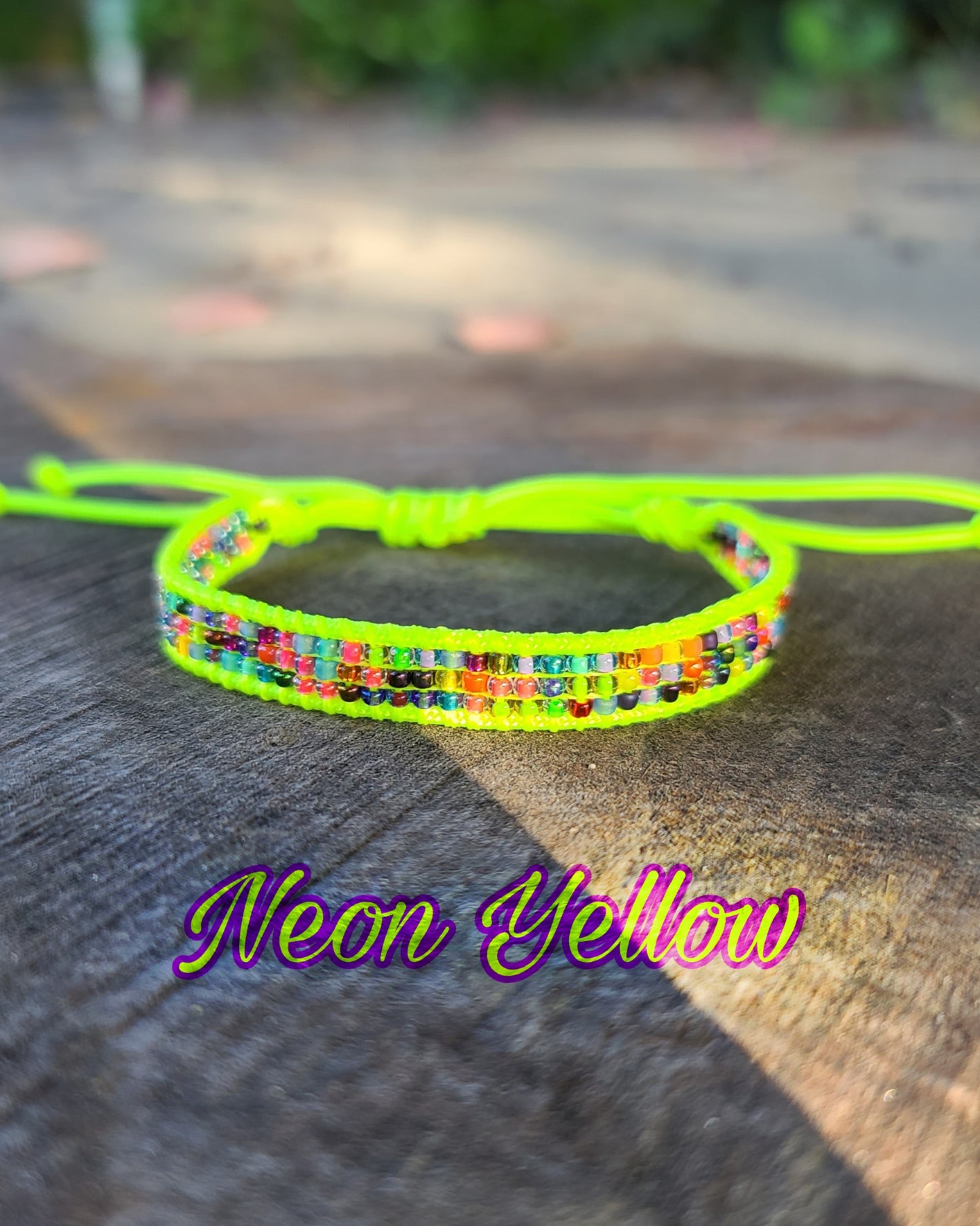 beaded neon yellow lime green rainbow mixed bracelet Calitrendz by Tiffany Creek