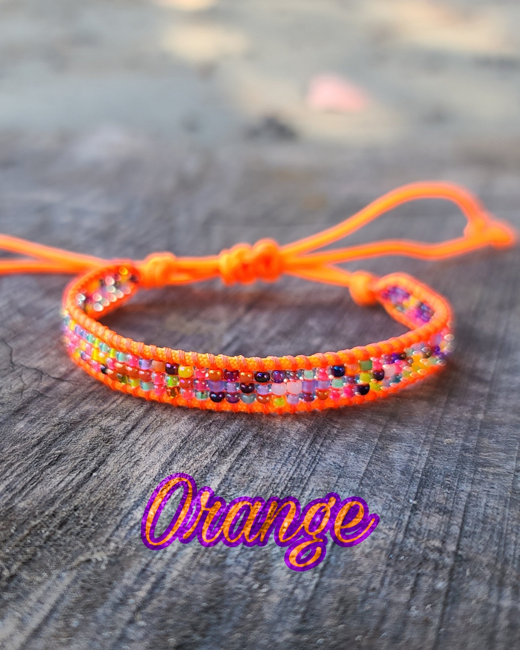 beaded orange neon rainbow mixed bracelet Calitrendz by Tiffany Creek