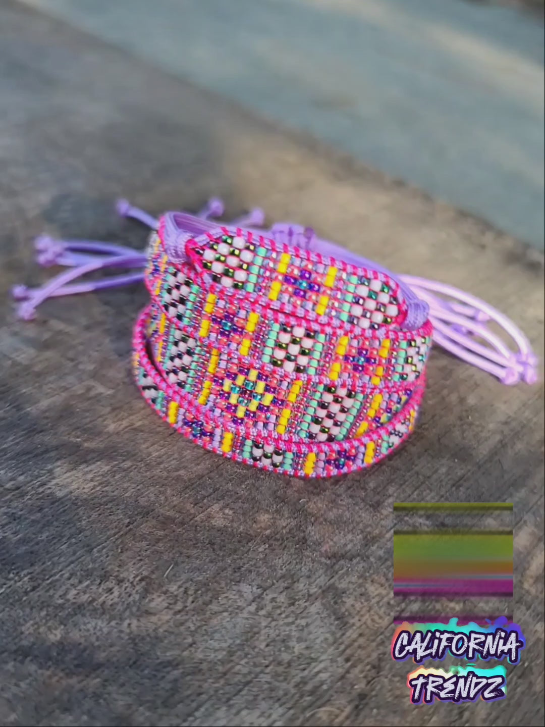 Beaded lavender rainbow bracelet set Calitrendz by Tiffany Creek