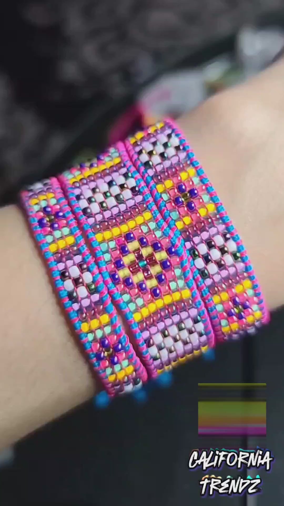 beaded Azul blue rainbow bracelet set Calitrendz by Tiffany Creek