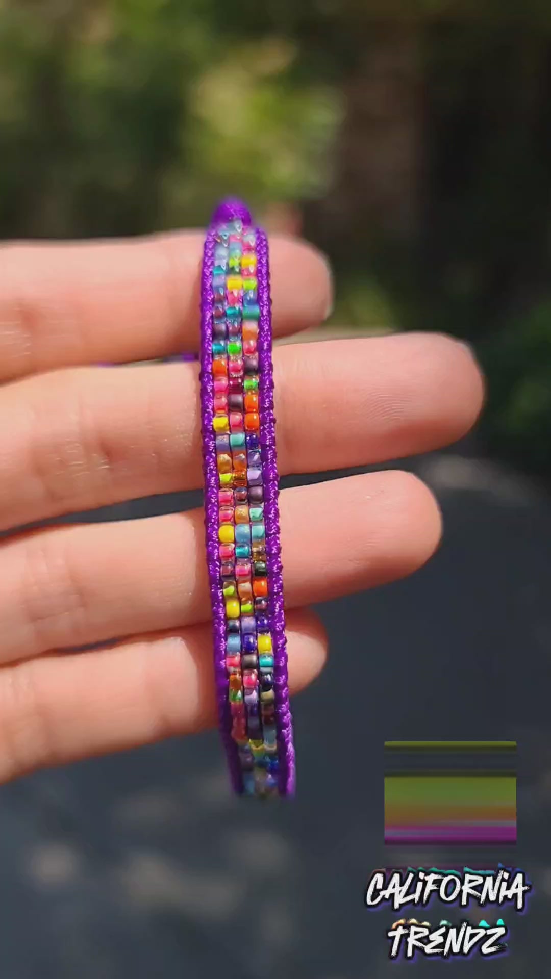 beaded purple rainbow mix bracelet Calitrendz by Tiffany Creek