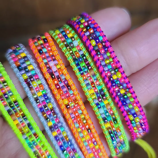 beaded neon rainbow random bead mixed bracelets Calitrendz by Tiffany Creek