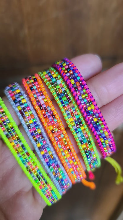 beaded neon rainbow random bead mixed bracelets Calitrendz by Tiffany Creek