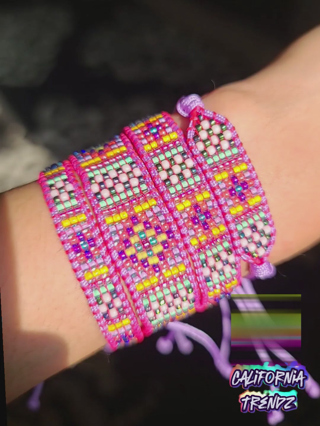 Beaded lavender rainbow bracelet set Calitrendz by Tiffany Creek