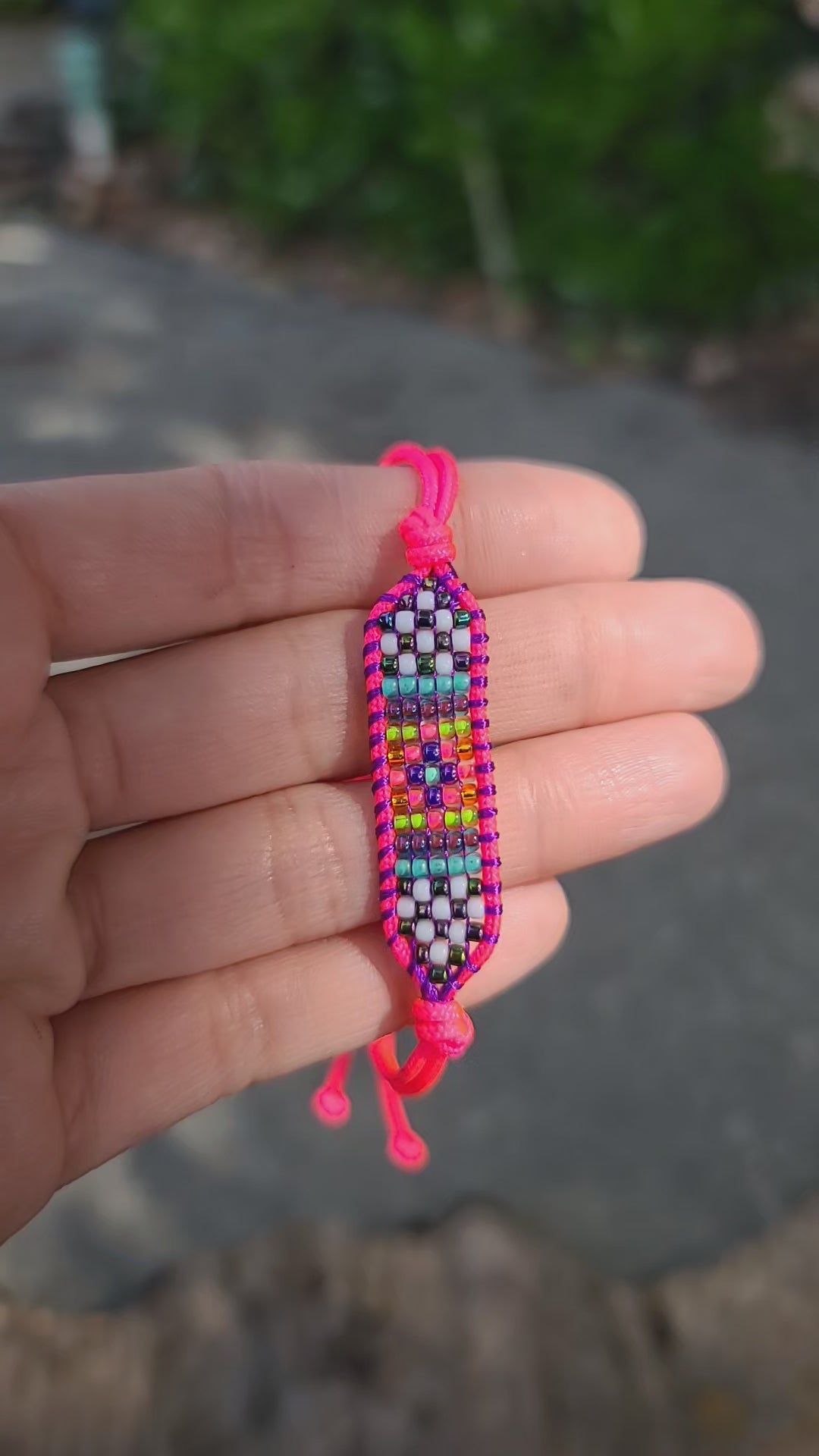 mini beaded neon pink rainbow bracelet Calitrendz by Tiffany Creek