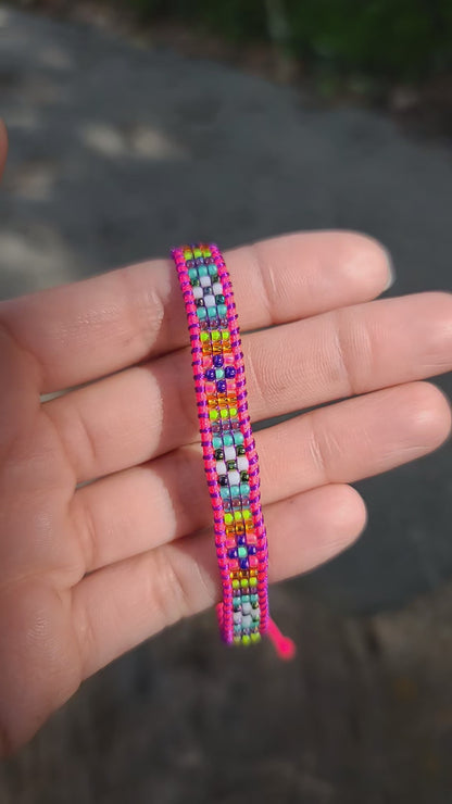 Neon Pink Rainbow Bracelet