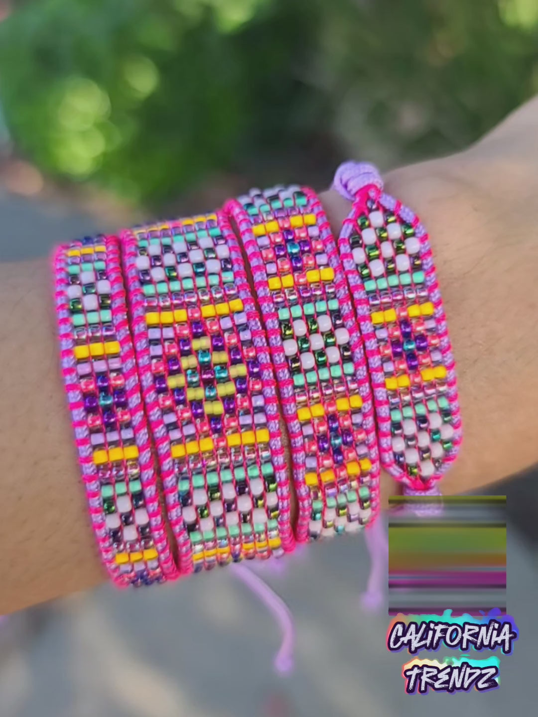 Beaded lavender rainbow bracelet set Calitrendz by Tiffany Creek