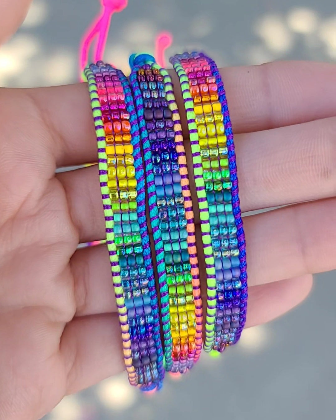 Beaded Rainbow Gradient Bracelet Set of 3