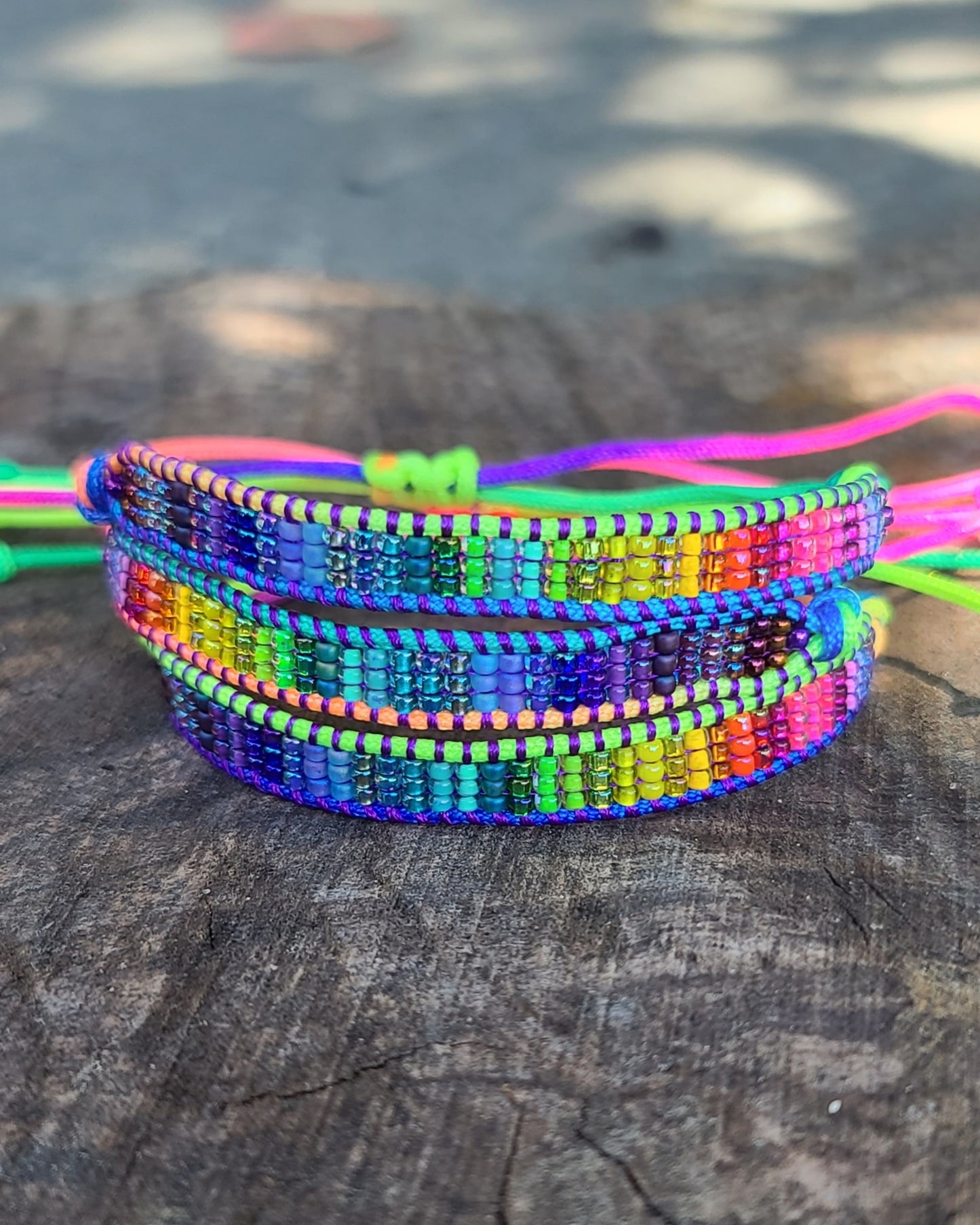 Beaded Rainbow Gradient Bracelet Set of 3