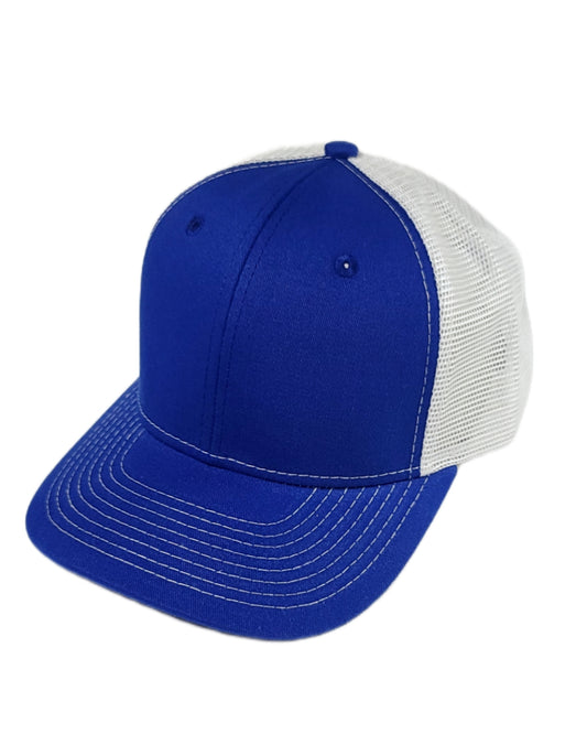 Royal Blue and White Mesh Trucker Hat