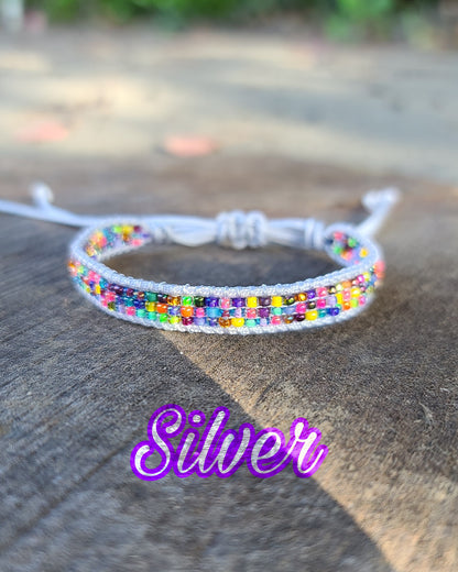 beaded silver neon rainbow mixed bracelet Calitrendz by Tiffany Creek