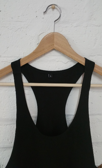 men's black stringer tank top shirt