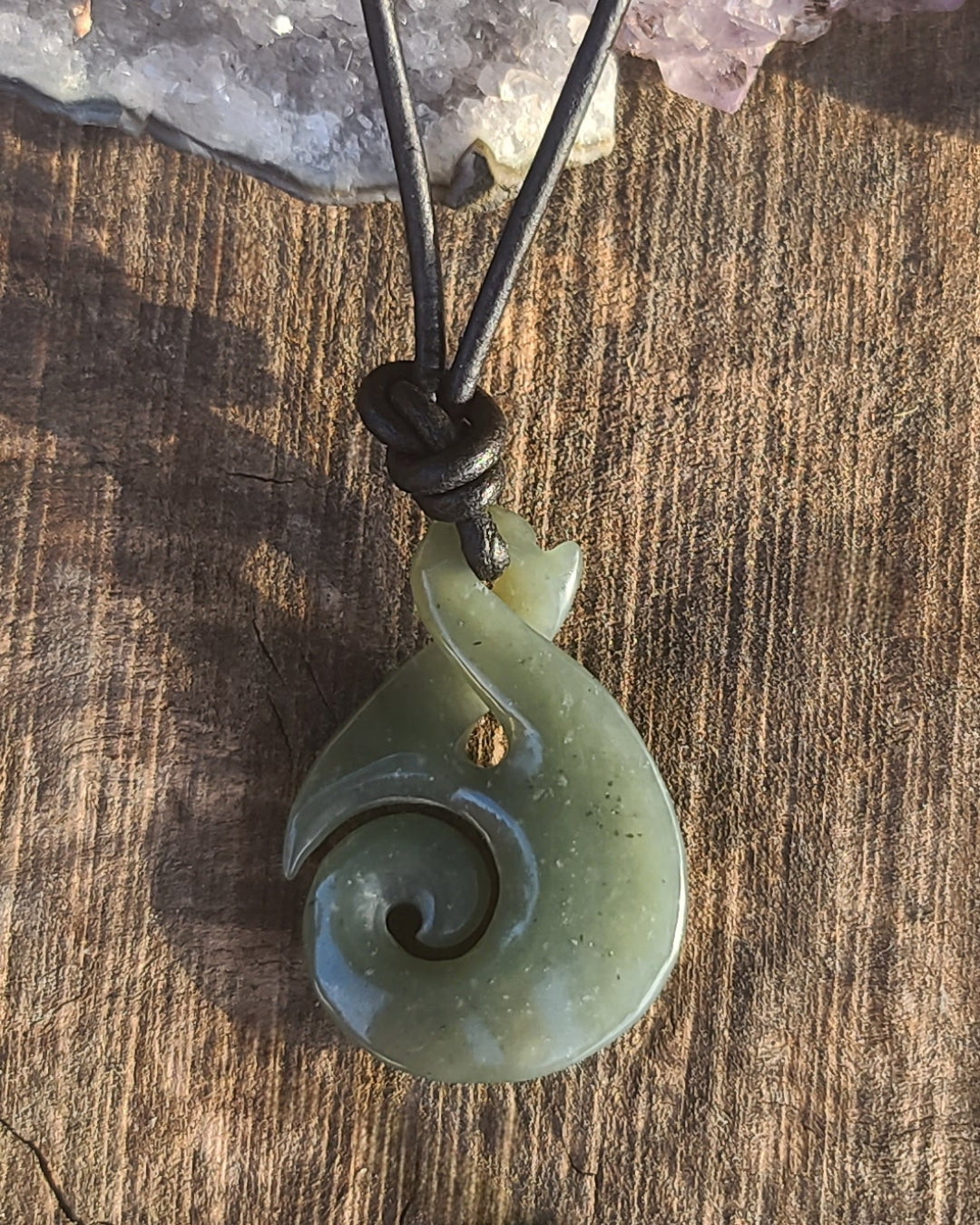 Maori Style jade koru twist pendant necklace Russian jade Calitrendz
