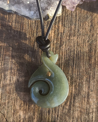 Maori Style jade koru twist pendant necklace Russian jade Calitrendz
