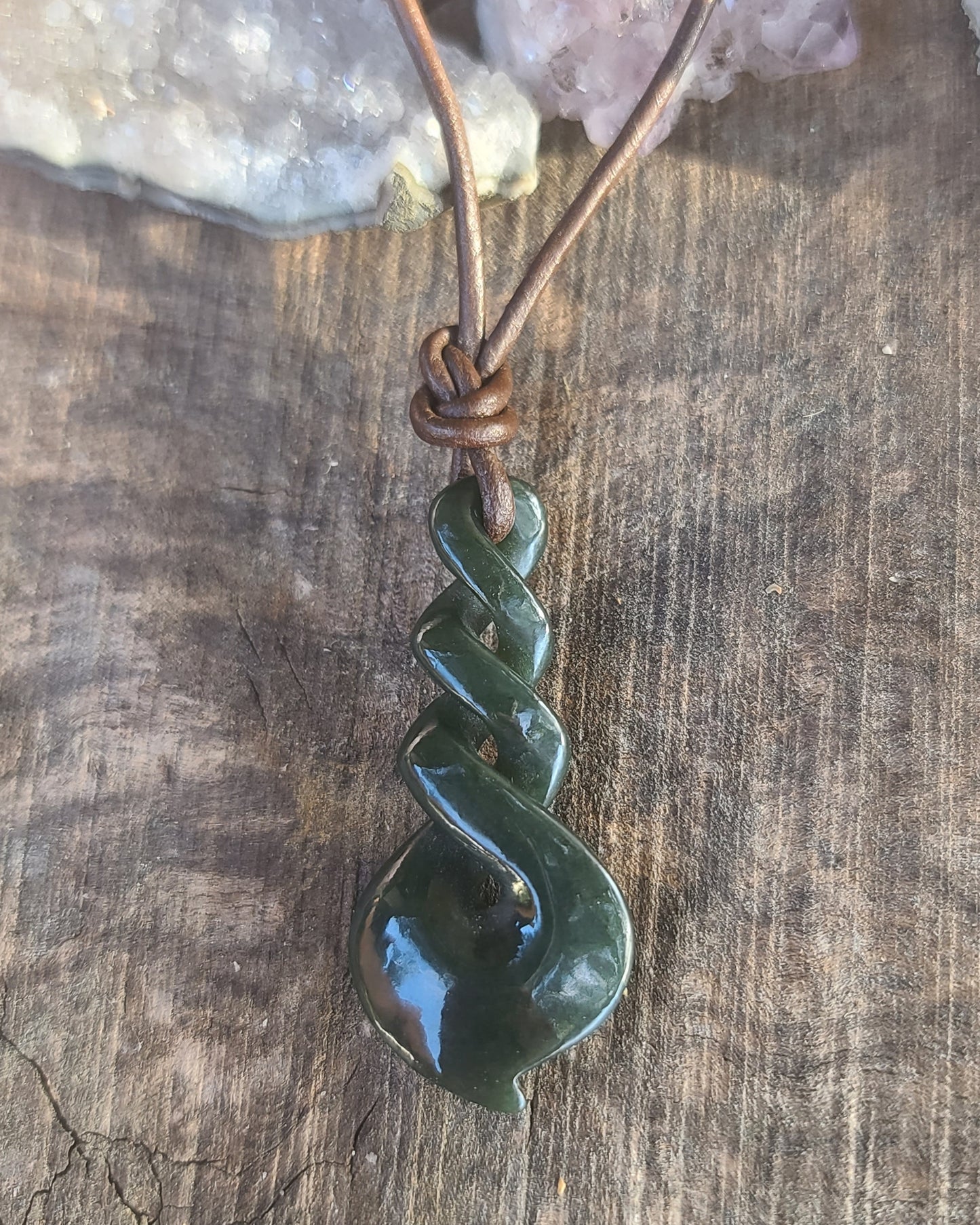 Maori Style triple twist pendant necklace Russian jade Calitrendz