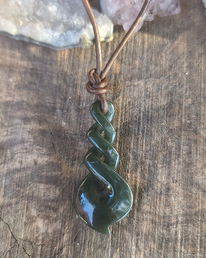 Maori Style triple twist pendant necklace Russian jade Calitrendz