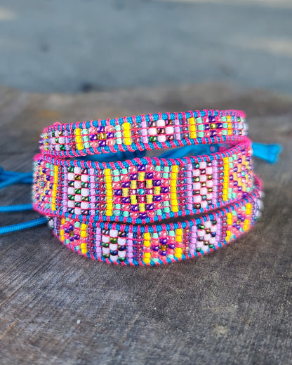 beaded azul blue rainbow bracelet set Calitrendz by Tiffany Creek