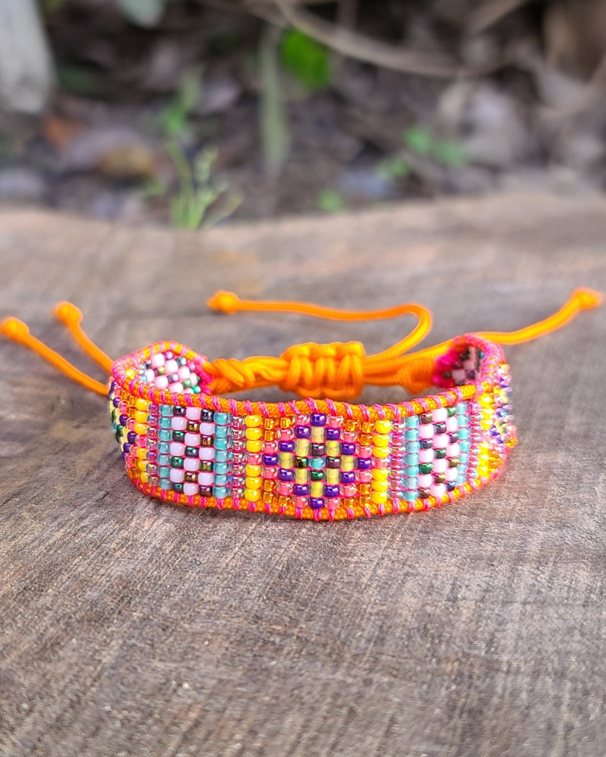 Beaded Orange Mosaic Bracelet 3