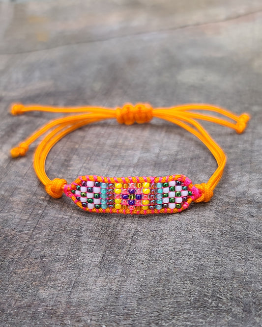 beaded mini orange mosaic bracelet Calitrendz by Tiffany Creek