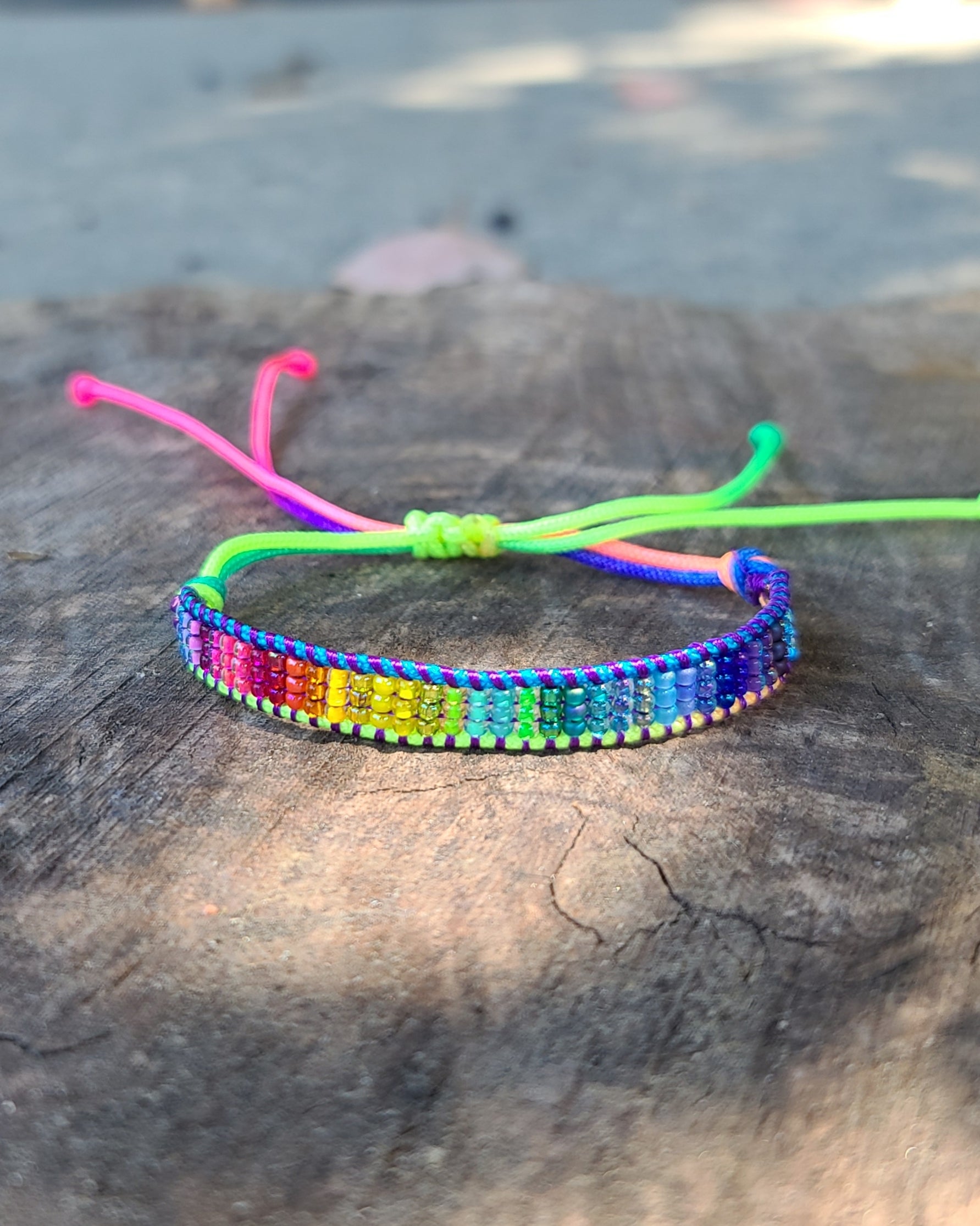 Beaded rainbow gradient bracelet Calitrendz by Tiffany Creek