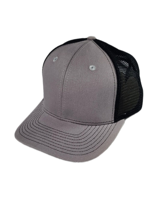 heather gray and black mesh trucker hat caps Calitrendz