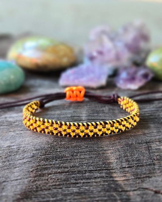 neon lt orange bronze beaded bracelet Calitrendz by Tiffany Creek