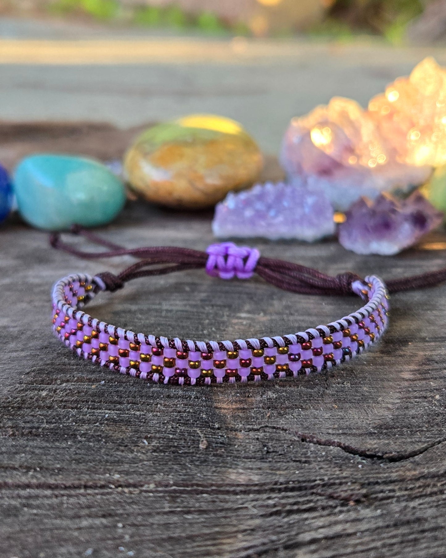 Lavender Bronze Beaded Bracelet