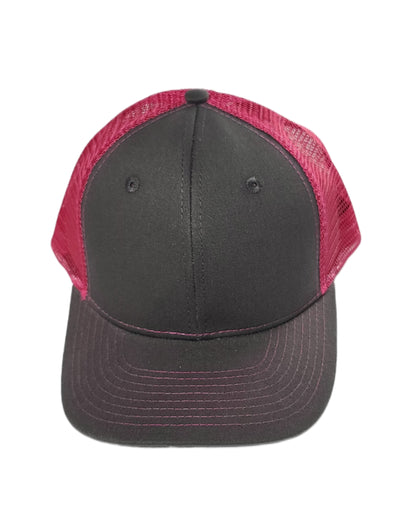 Neon Pink and dark grey mesh trucker hat blank caps Calitrendz