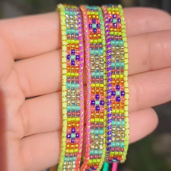 beaded neon rainbow bracelet set of 3 Calitrendz by Tiffany Creek