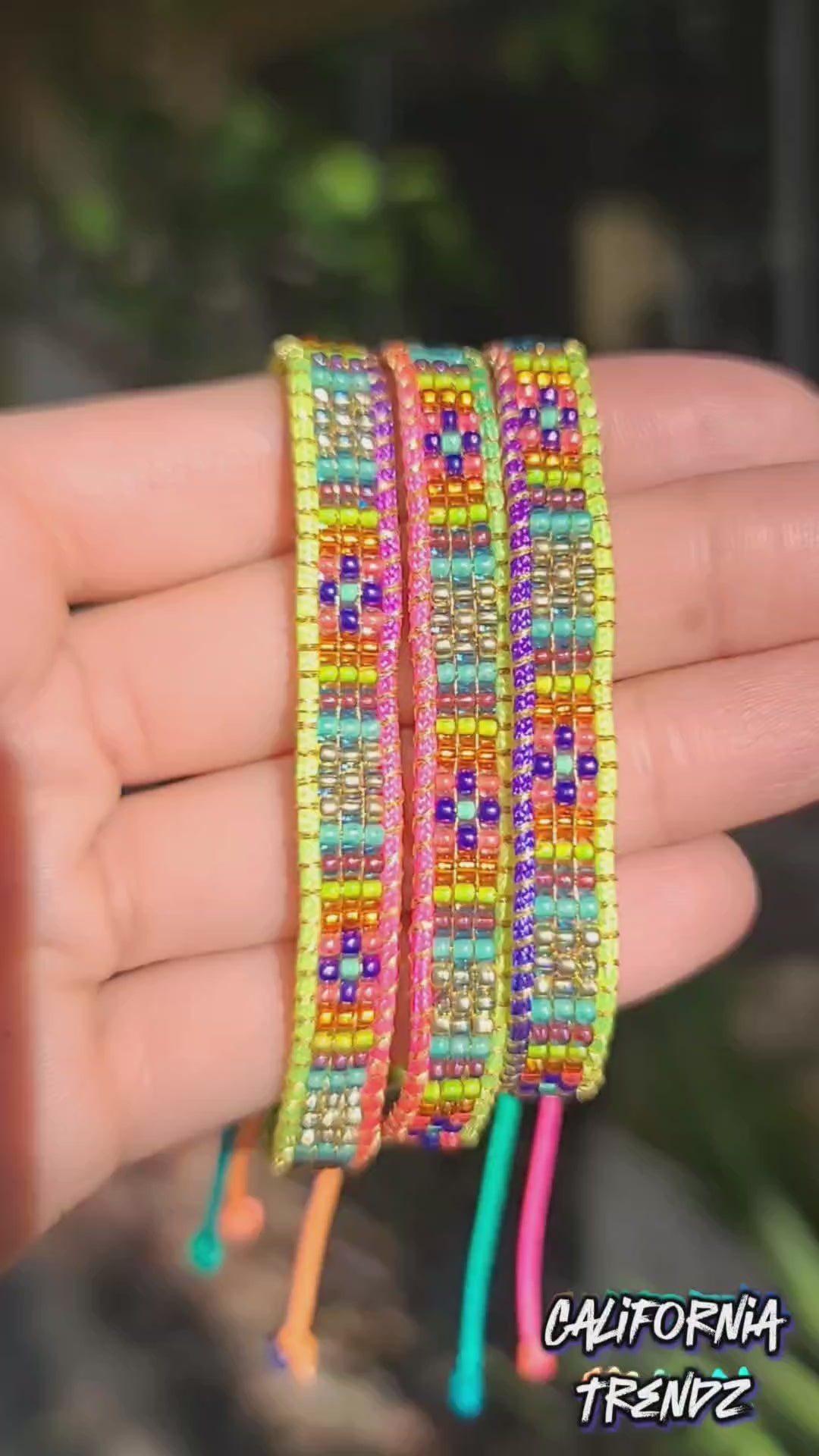 beaded neon rainbow bracelet set of 3 Calitrendz by Tiffany Creek