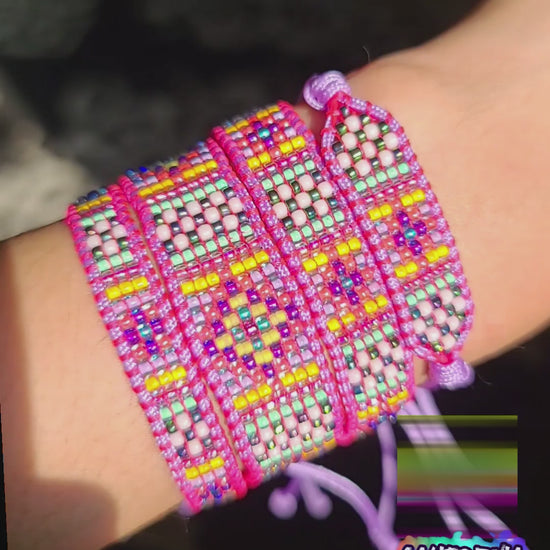 Beaded lavender rainbow bracelet set Calitrendz by Tiffany Creek