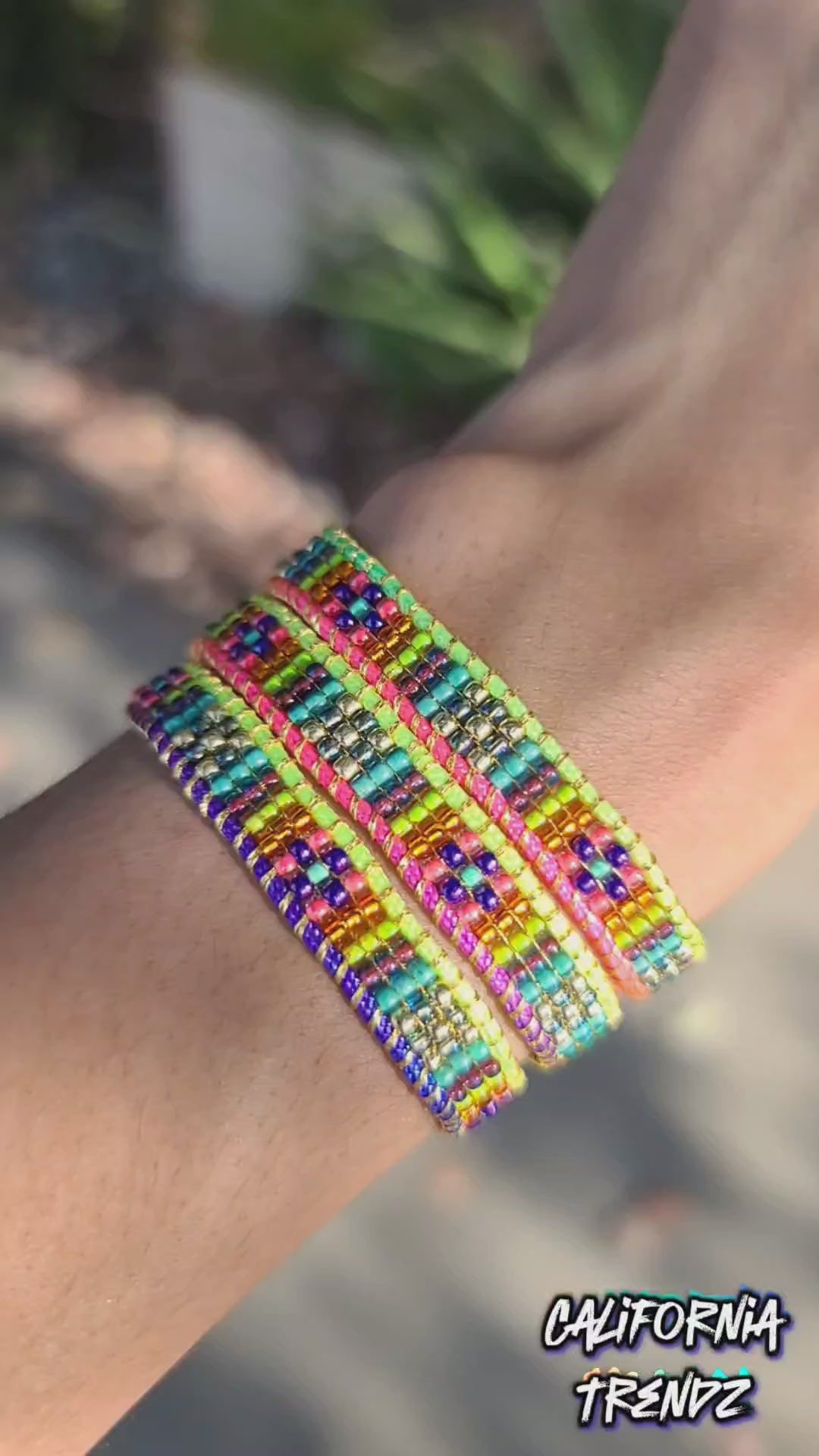 beaded neon rainbow bracelet set of 3 Calitrendz by Tiffany Creek